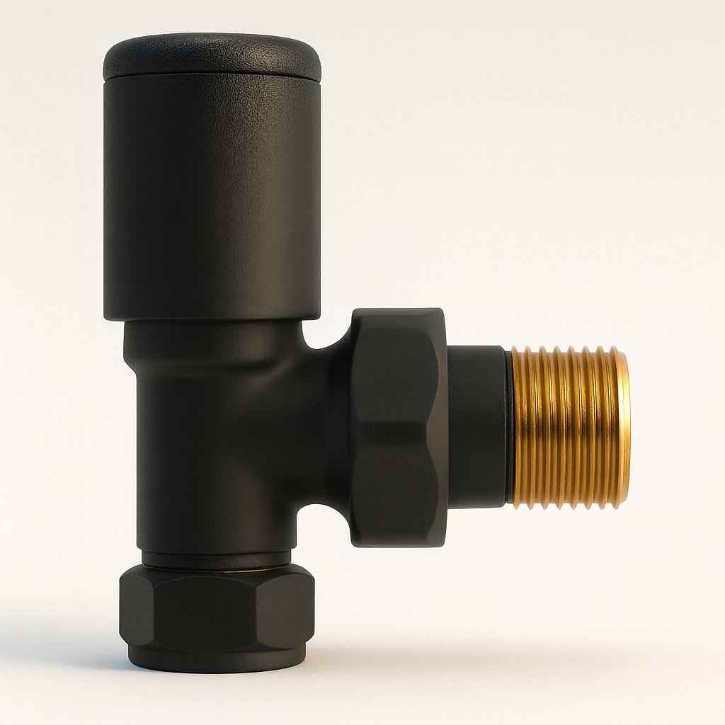 Kartell K-Rad Angled Modern Radiator Valve 15mm – Matte Black – Pair