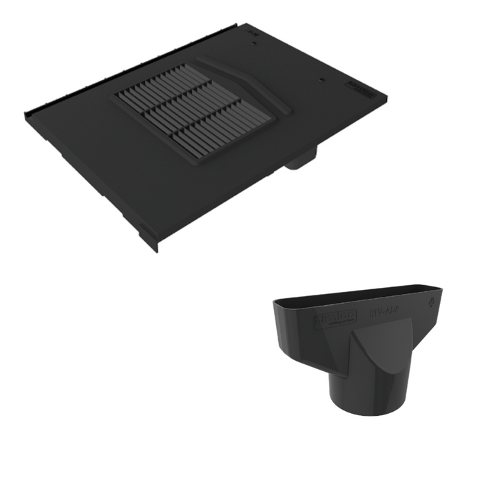 Flat Edge Roof Tile Vent - Black (With Pipe Adapter)