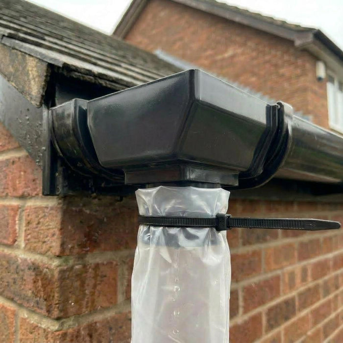 Black 5m Squared Gutter Stop End Outlet Kit 114mm