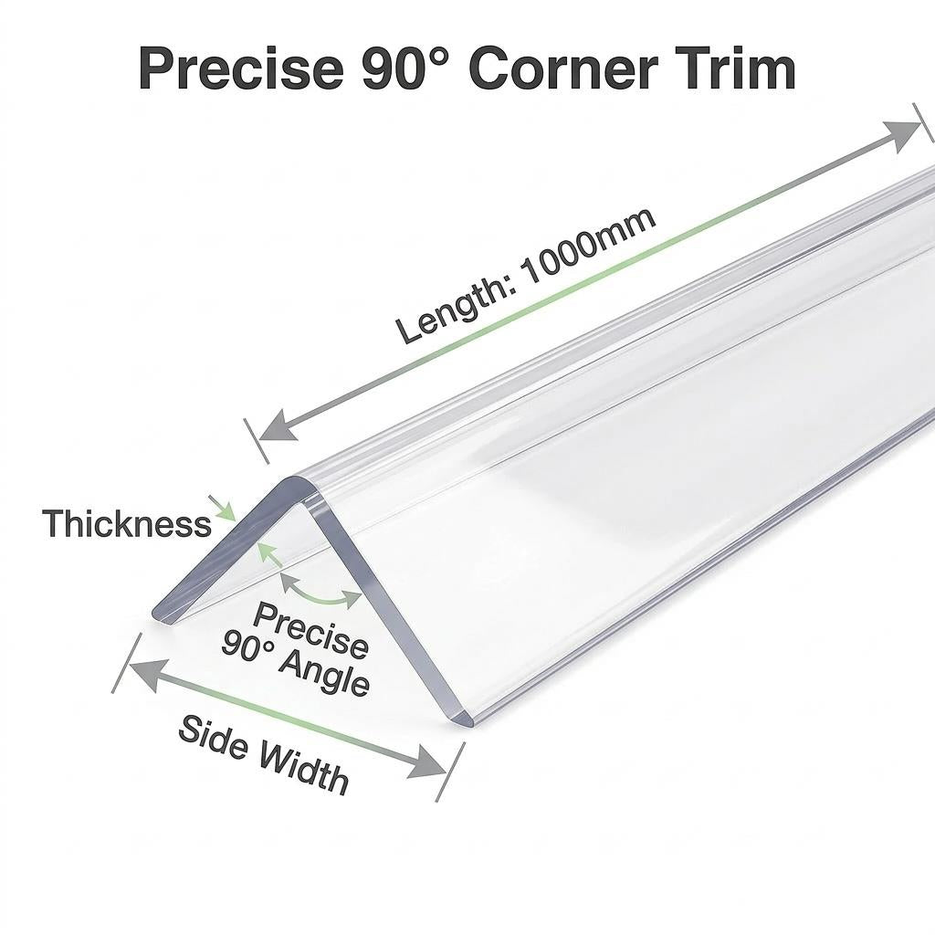 4 x 25x25mm Clear Angles x 1 Metre
