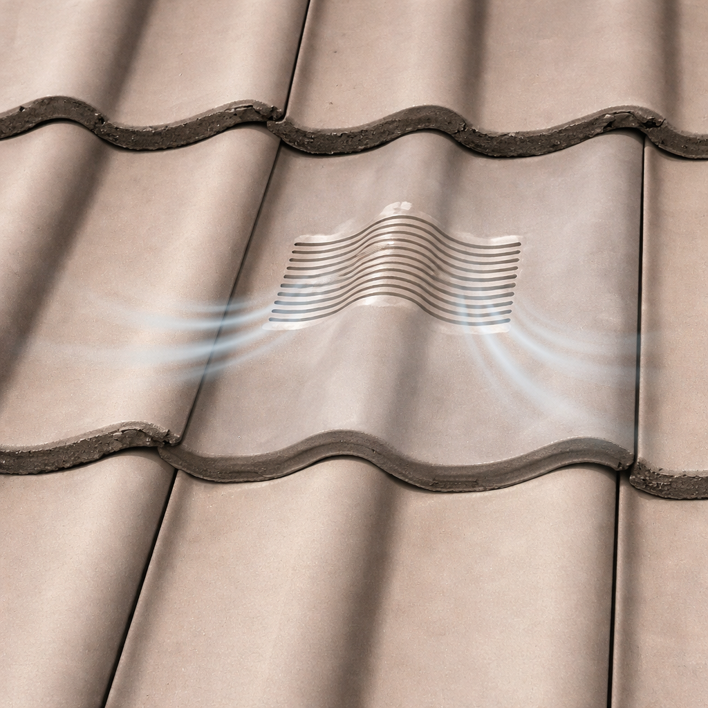 Double Pantile Roof Tile Vent - Red (With Pipe Adapter)
