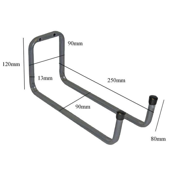 Large Wall Mounted 250mm Tool, Bike Double Storage Hook for Garages & Workshops