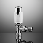 2 x  Kartell Designer Thermostatic Radiator Valve White & Chrome TRV Angled 15mm