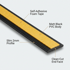 2 x 75mm Black Self-Adhesive Trim Strip x 1 Metre