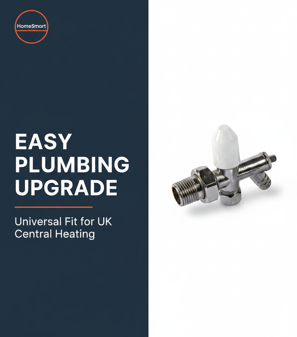 2 x 10mm Drain Off Valve Chrome - 1/2" BSP Radiator Drain Cock with White Handle & Hose Tail