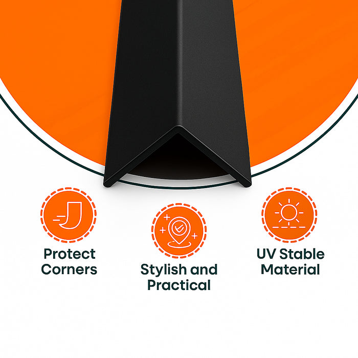 3 x Black Rigid Angle 100mm x 100mm x 1  Metre  ^