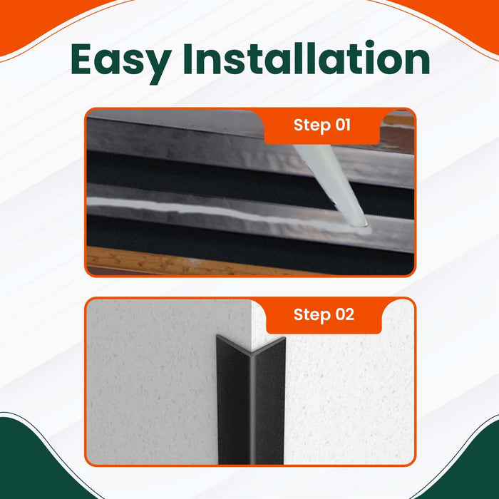 5 x Black Rigid Angle – 10mm x 10mm x 1 Metre PVC Corner Trim