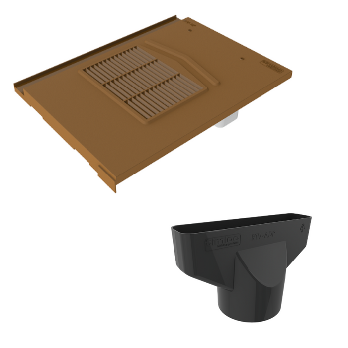 Non-Profile Roof Tile Vent - Brown (With Pipe Adapter)