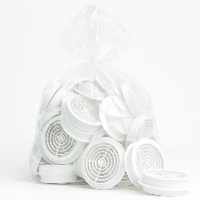 75 Pack 68mm White Plastic Round Soffit Air Vents