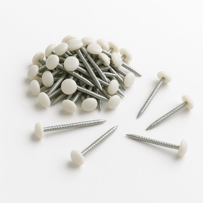 2000 Pack 30mm White UPVC Poly Top Pins Nails | UV Resistant Stainless Steel Plastic Headed Polypins for Durable and Weatherproof Fixing of Soffits, Fascias, and Roofline Trims