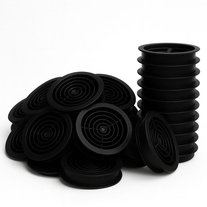 100 Pack 68mm Black Plastic Round Soffit Air Vents | UV Resistant UPVC Push-in Roof Disc for Fascia | Long-Lasting, Durable, and Weatherproof Circular Soffit Vent for Optimal Ventilation