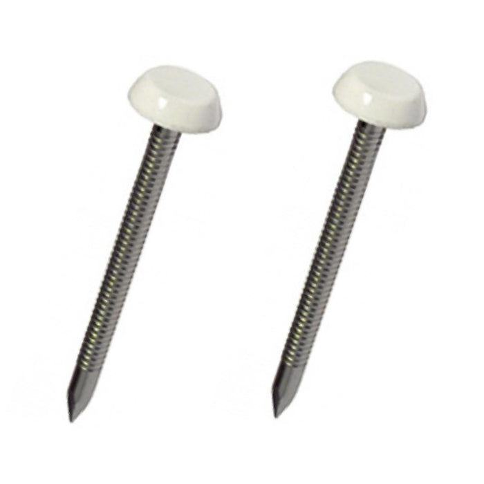 50 x White UPVC 40mm Poly Top Pins Nails Plastic Headed Fascia Fixings Polytop