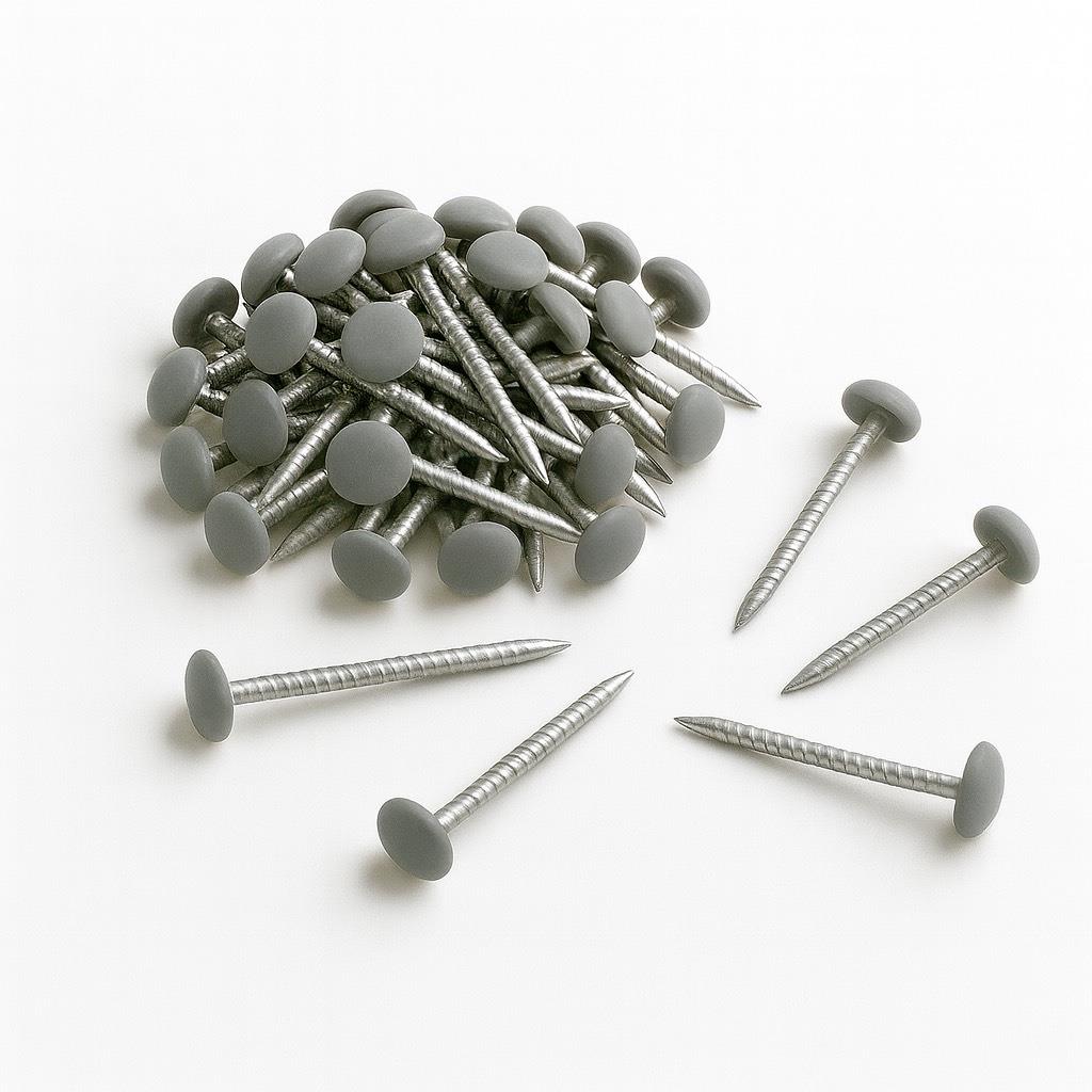 Poly Top Pins Nails 2000 Pack 30mm Agate Grey UPVC