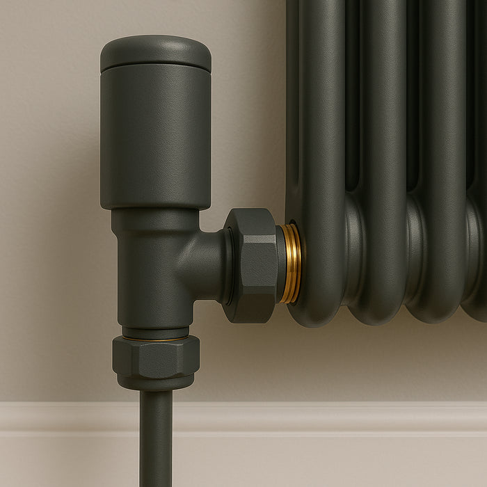 Kartell K-Rad Straight Modern Radiator Valve 15mm – Anthracite Grey – Pair