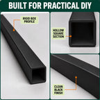 2 x 50mm Black PVC Box Section 1 Metre Length