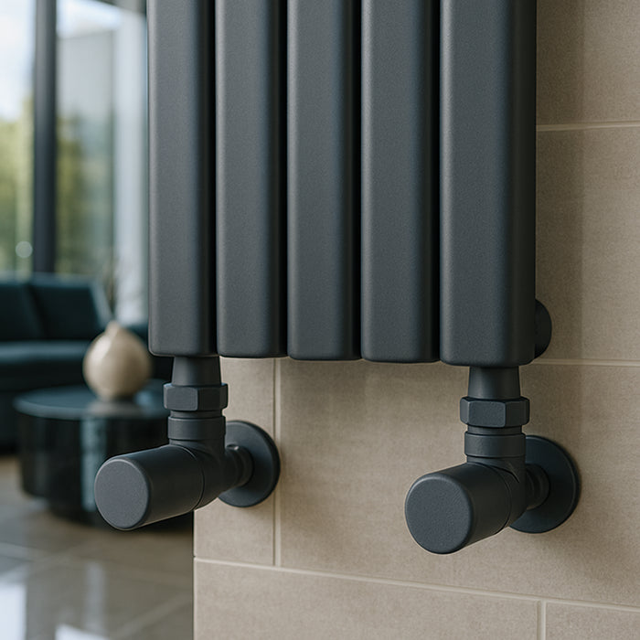 Kartell K-Rad Angled Modern Radiator Valve 15mm – Anthracite Grey – Single