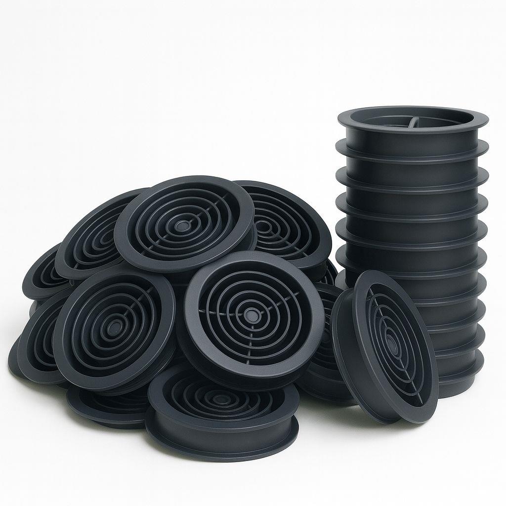 75 Pack 68mm Grey Plastic Round Soffit Air Vents | UV Resistant UPVC Push-in Roof Disc for Fascia | Long-Lasting, Durable, and Weatherproof Circular Soffit Vent for Optimal Ventilation