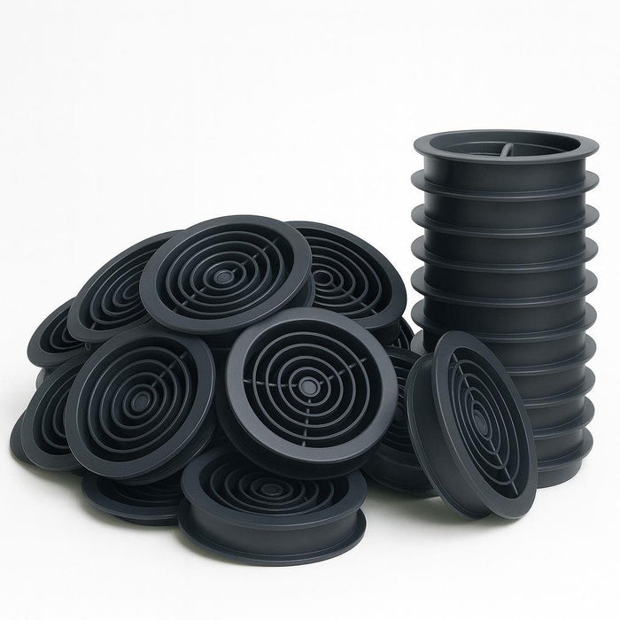 75 Pack 68mm Grey Plastic Round Soffit Air Vents | UV Resistant UPVC Push-in Roof Disc for Fascia | Long-Lasting, Durable, and Weatherproof Circular Soffit Vent for Optimal Ventilation