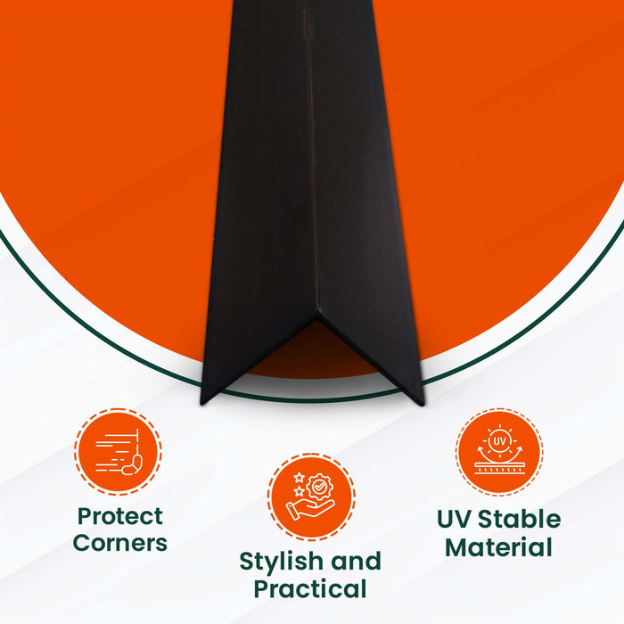 3x Black Rigid Angle – 40mm x 40mm x 1m PVC Corner Trim
