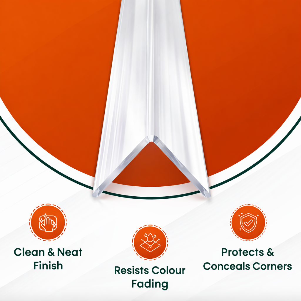4 x 25x25mm Clear Angles x 1 Metre