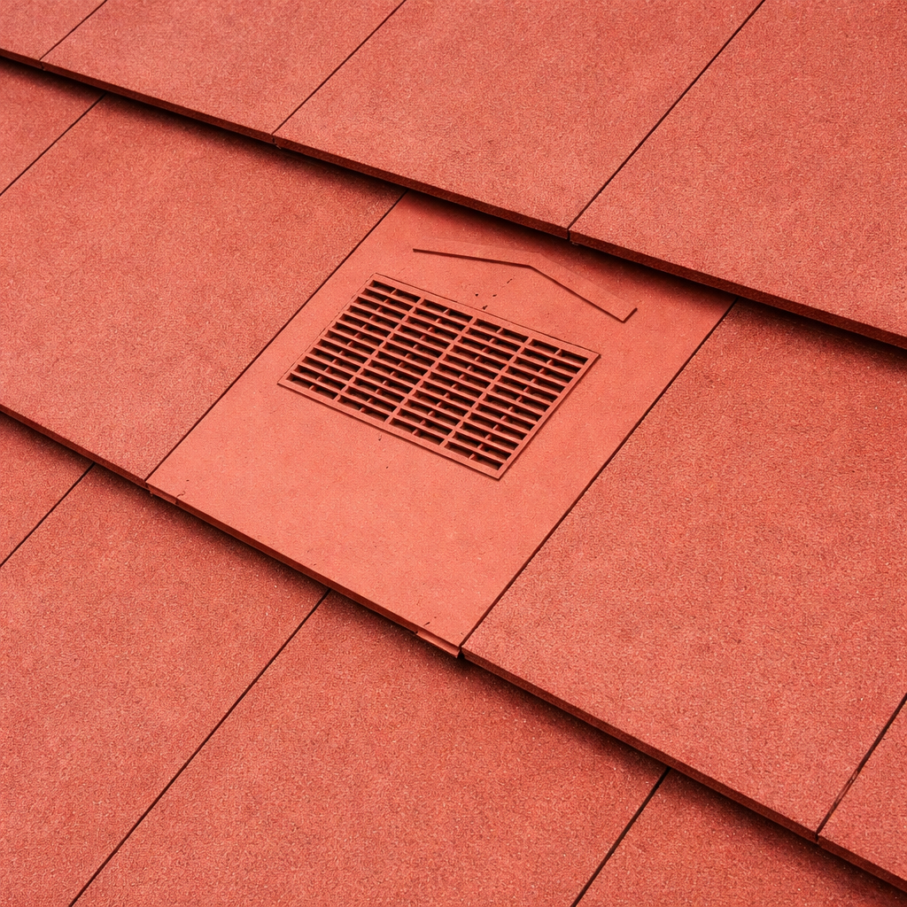 Flat Edge Roof Tile Vent - Red (With Pipe Adapter)