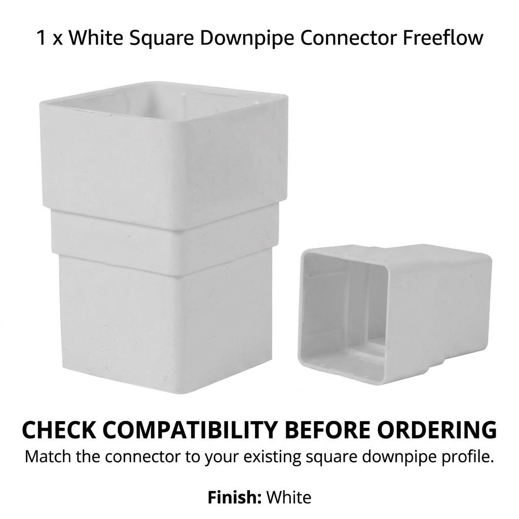 Freeflow White Square Downpipe Shoe Weatherproof with Drainage Profile
