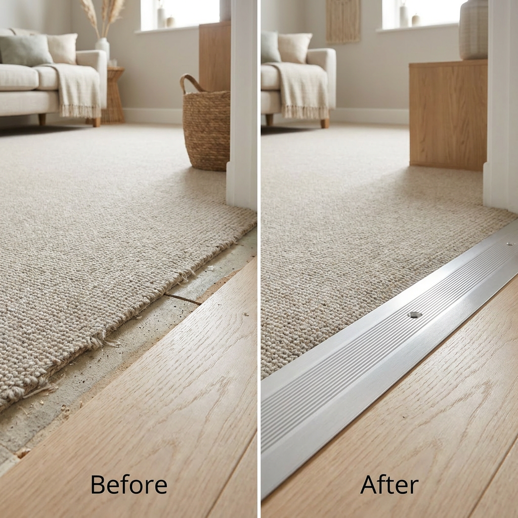 Aluminium Flooring Cover Edge, Silver Transition Strip Trim, 60mm x 89.5cm Doorway Profile for Surface Protection