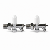 2 x 10mm Drain Off Valve Chrome - 1/2" BSP Radiator Drain Cock with White Handle & Hose Tail