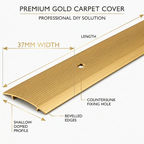 2 x Gold Carpet Cover Transition Strip 89.5cm x 37mm