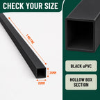 2 x 25mm Black PVC Box Section 1 Metre Length