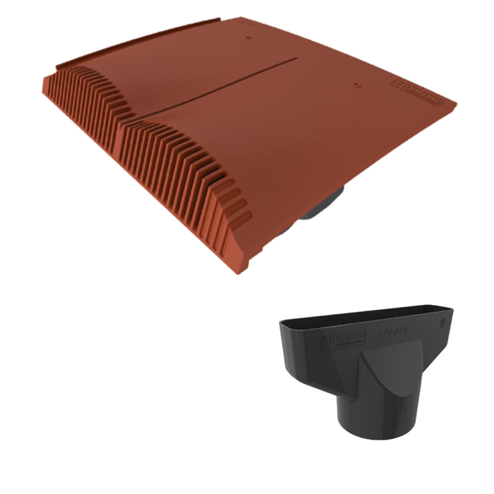 Interlocking Plain Roof Tile Vent - Red (With Pipe Adapter)