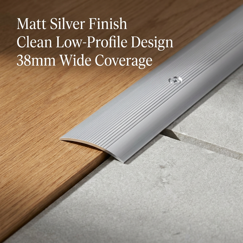 5 x Matt Silver Wide Cover Strip Floor Transition 38mm x 89.5cm