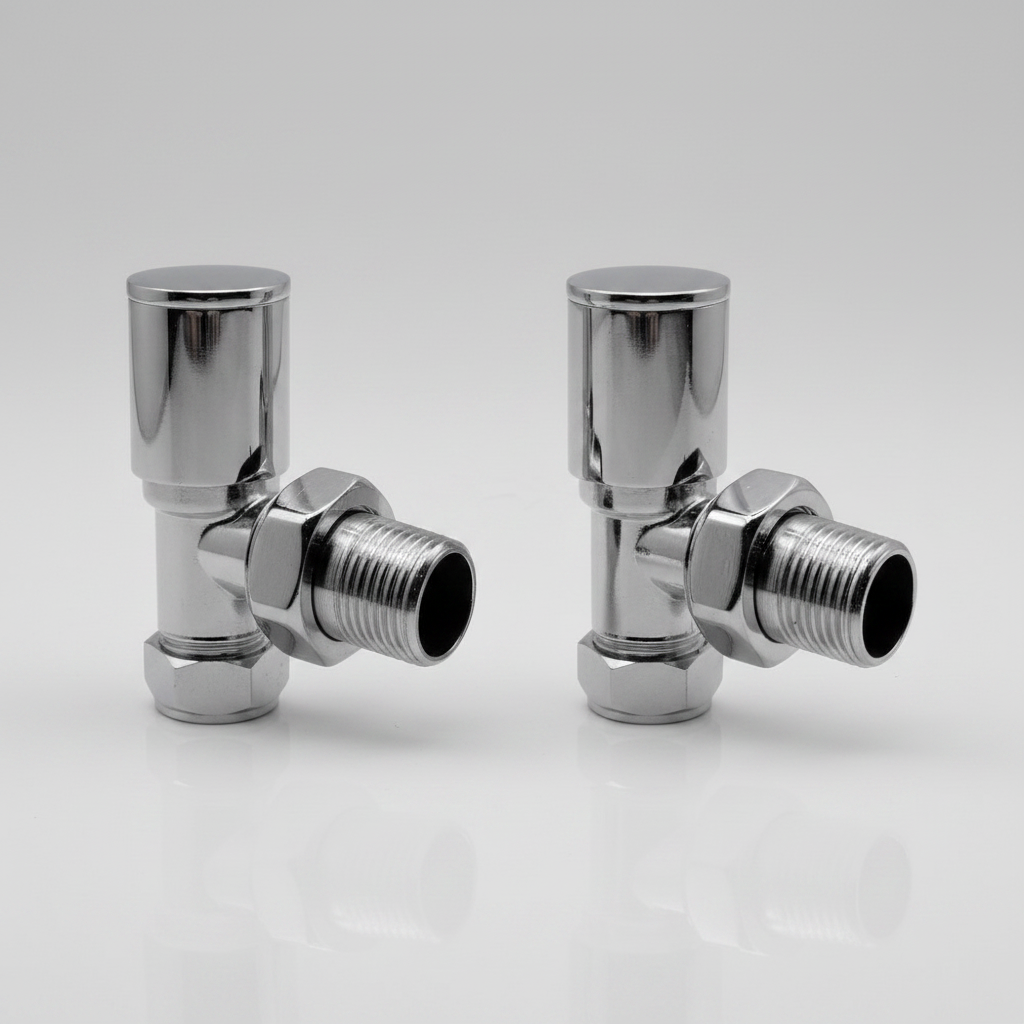 4 x Chrome Radiator Valves Angled Pack 15mm