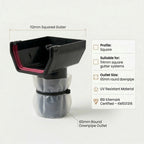 Black 5m Squared Gutter Stop End Outlet Kit 114mm