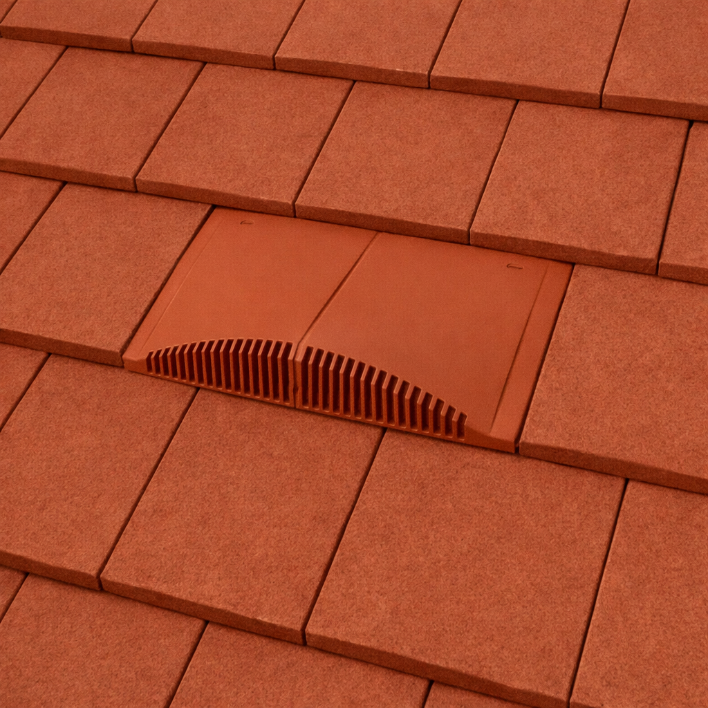 Interlocking Plain Roof Tile Vent - Red (With Pipe Adapter)