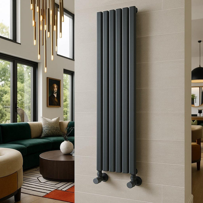 Kartell K-Rad Angled Modern Radiator Valve 15mm – Anthracite Grey – Pair
