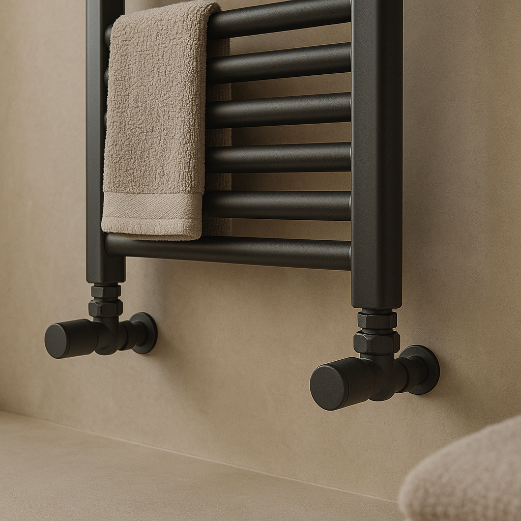 Kartell K-Rad Angled Modern Radiator Valve 15mm – Anthracite Grey – 4 Pack