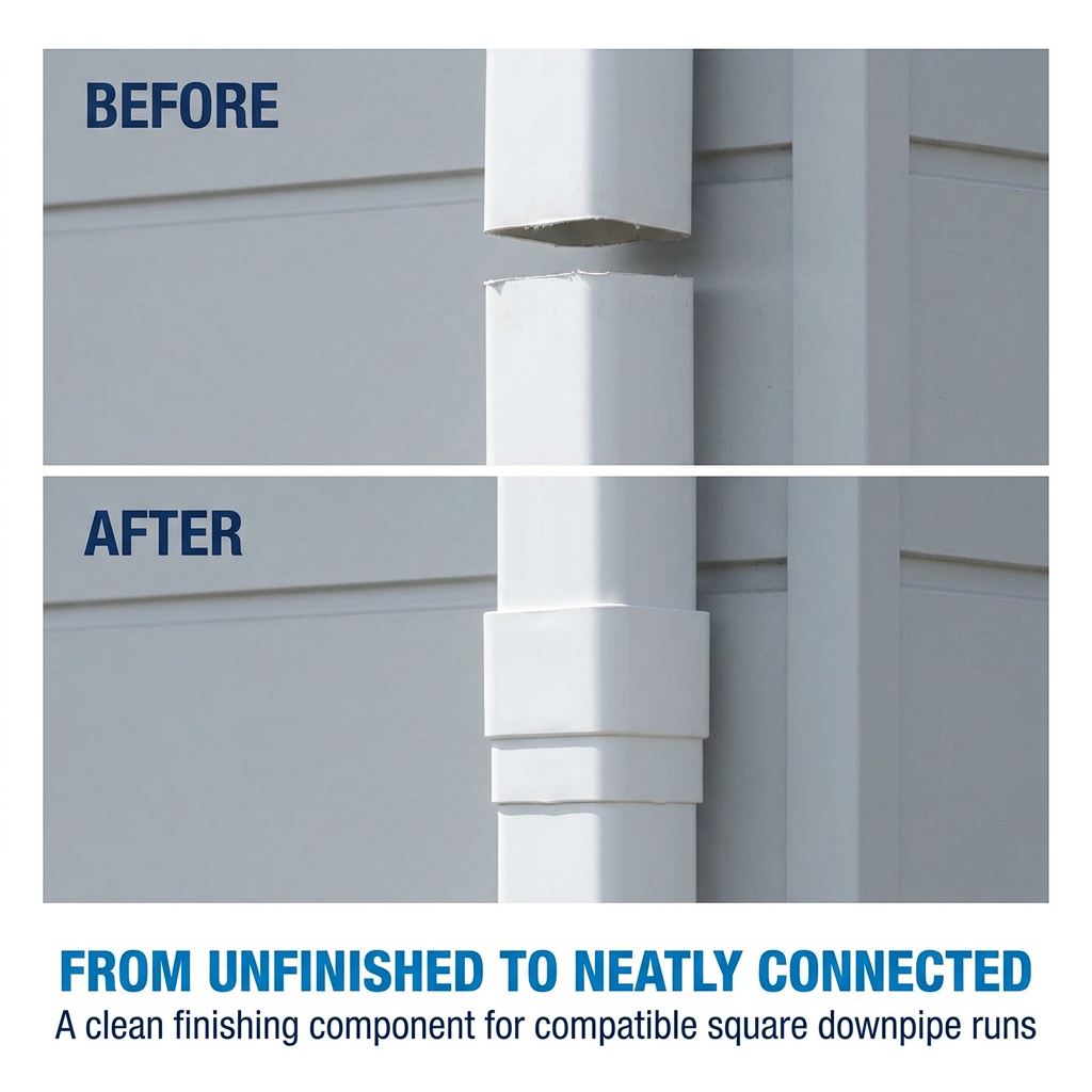 Freeflow White Square Downpipe Shoe Weatherproof with Drainage Profile
