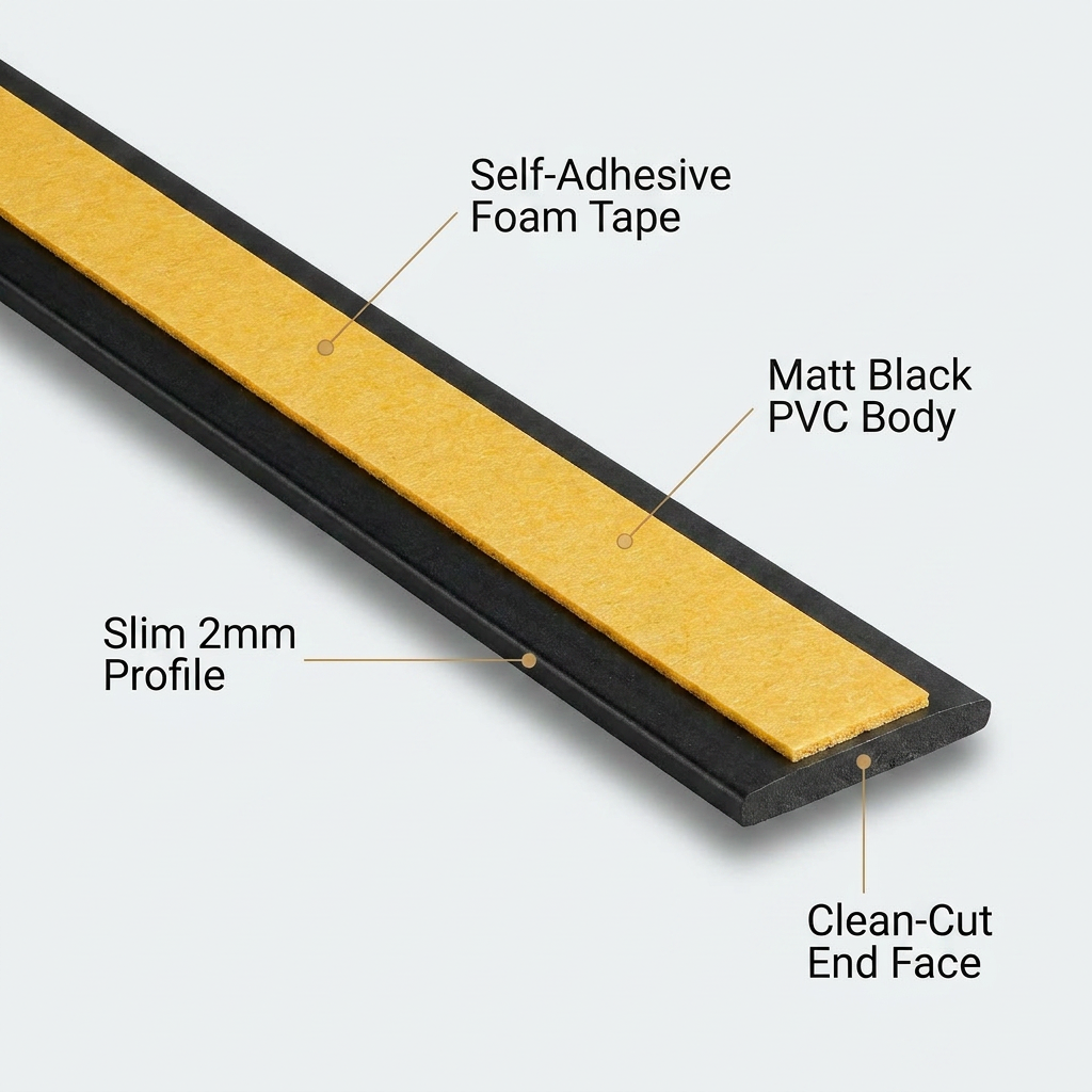 4 x 75mm Black Self-Adhesive Trim Strip x 1 Metre