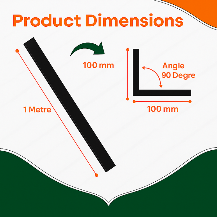 2 x Black Rigid Angle 100mm x 100mm x 1  Metre  ^