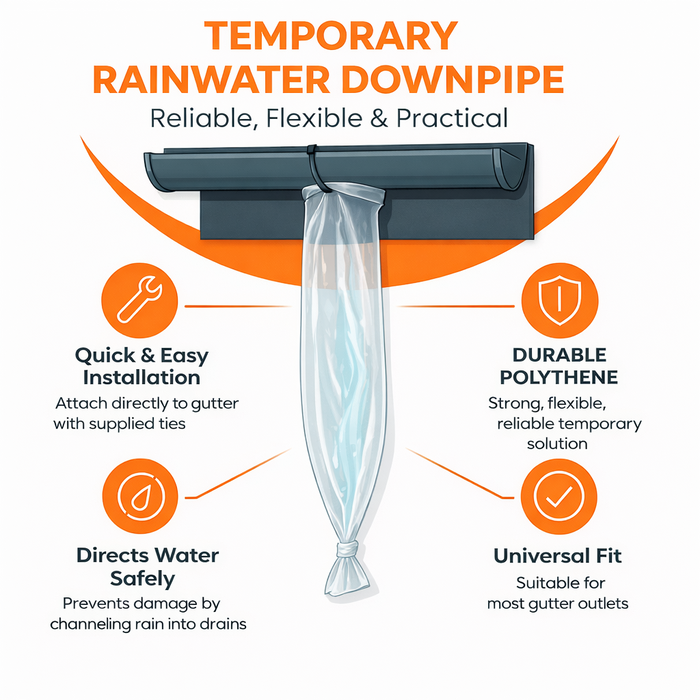 10 Metre Temporary Rainwater Downpipe 5 Inch 250 Gauge Kit