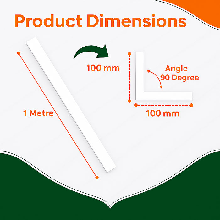 1 x White Rigid Angle 100mm x 100mm x 1  Metre  ^