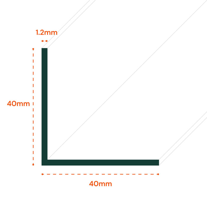 4 x 40x40mm Clear Angles x 1 meter