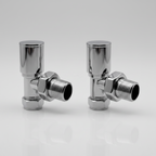 2 x Kartell Chrome Radiator Valves Angled Pair 15mm Manual Control