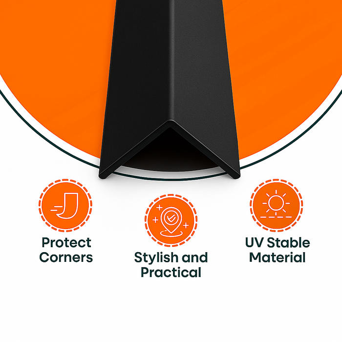 Black Unequal Angle 50mm x 25mm x 1  Metre