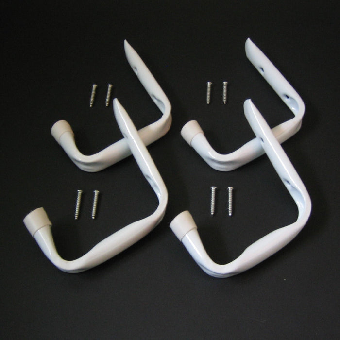 4 x White Jumbo Garage Ladder Hooks   (0211) ^^