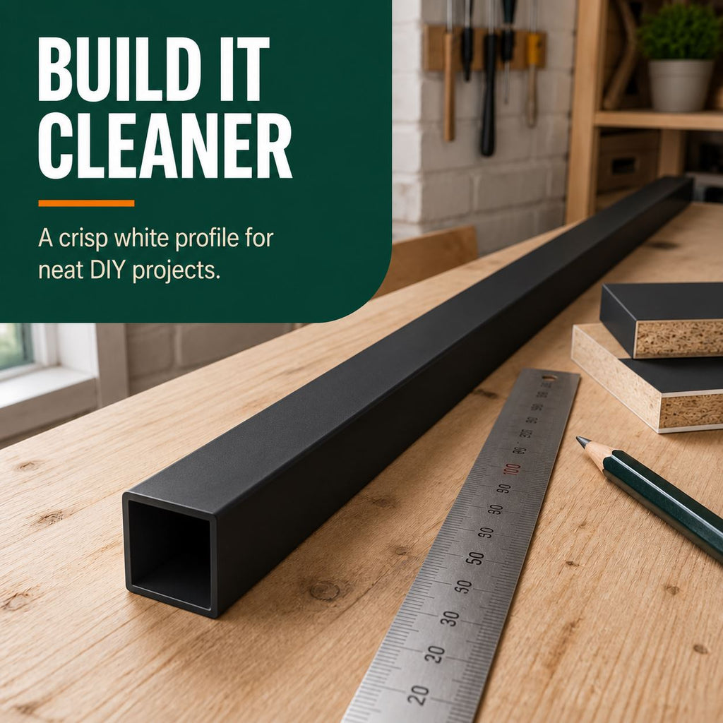 2 x 25mm Black PVC Box Section 1 Metre Length