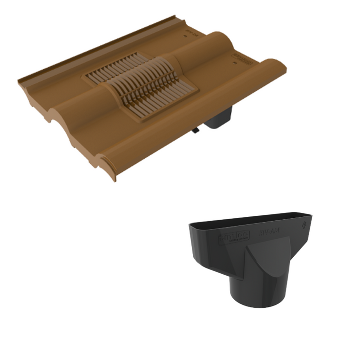 Timloc Brown Double Roman Roof Tile Vent with Adapter