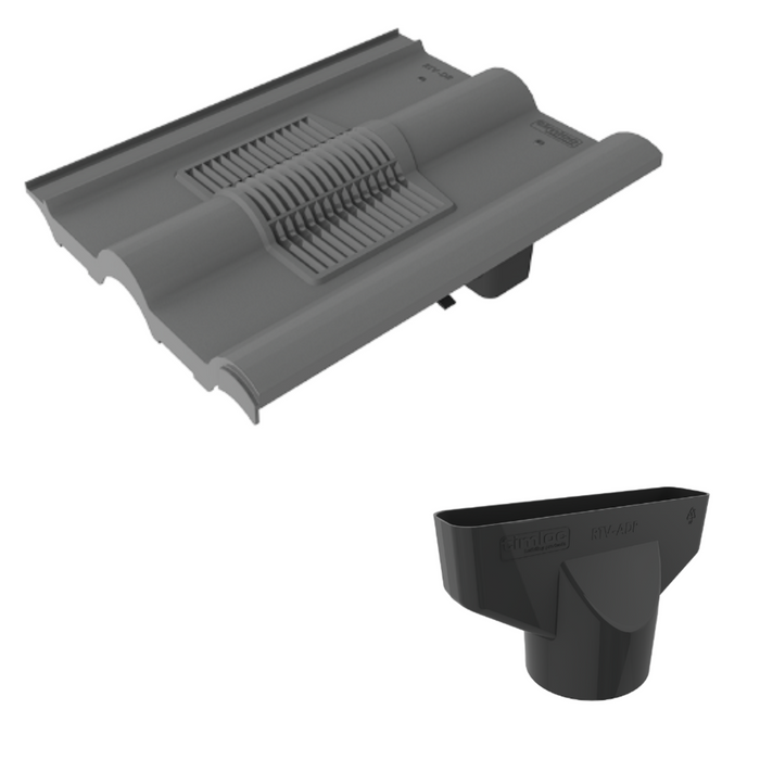Timloc Grey Double Roman Roof Tile Vent with Adapter