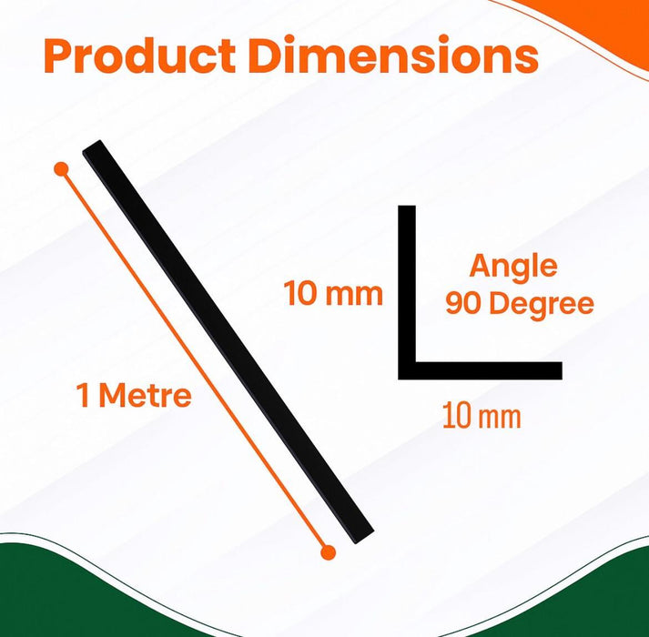 Black Rigid Angle 10mm x 10mm x 1  Metre